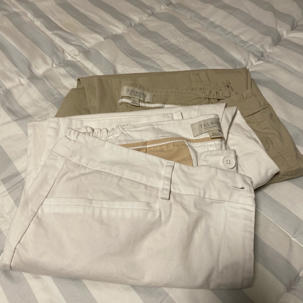 Talbots Crop Pants Bundle: Khaki & White
